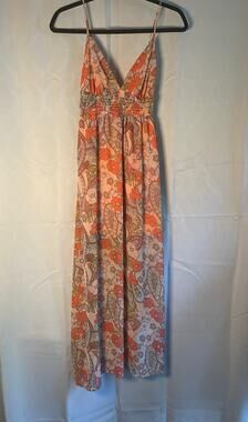 Liberty Love smocked waist w side cutouts bohemian summer maxi dress size small